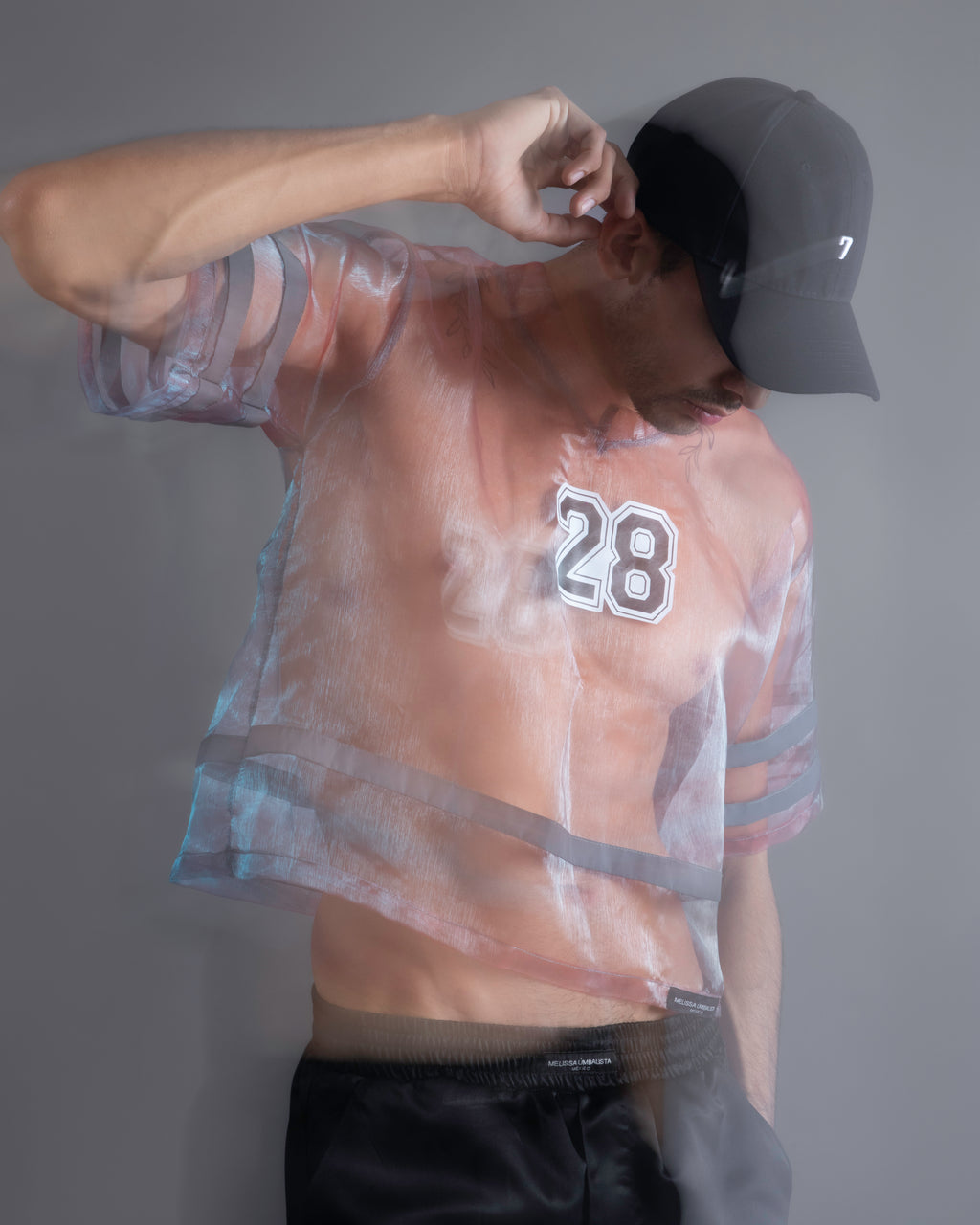 Iridescent Sheer Cropped Jersey