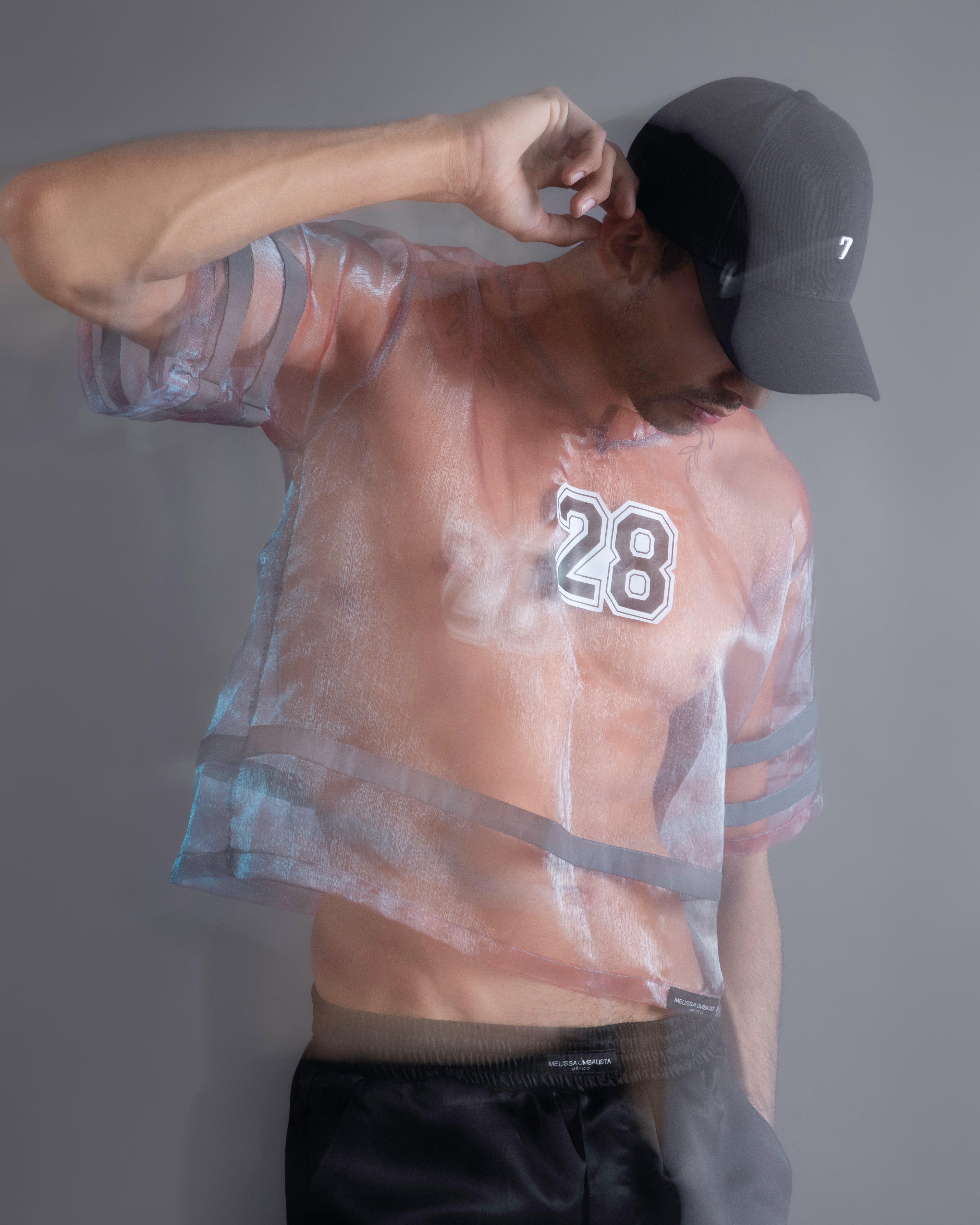 Iridescent Sheer Cropped Jersey