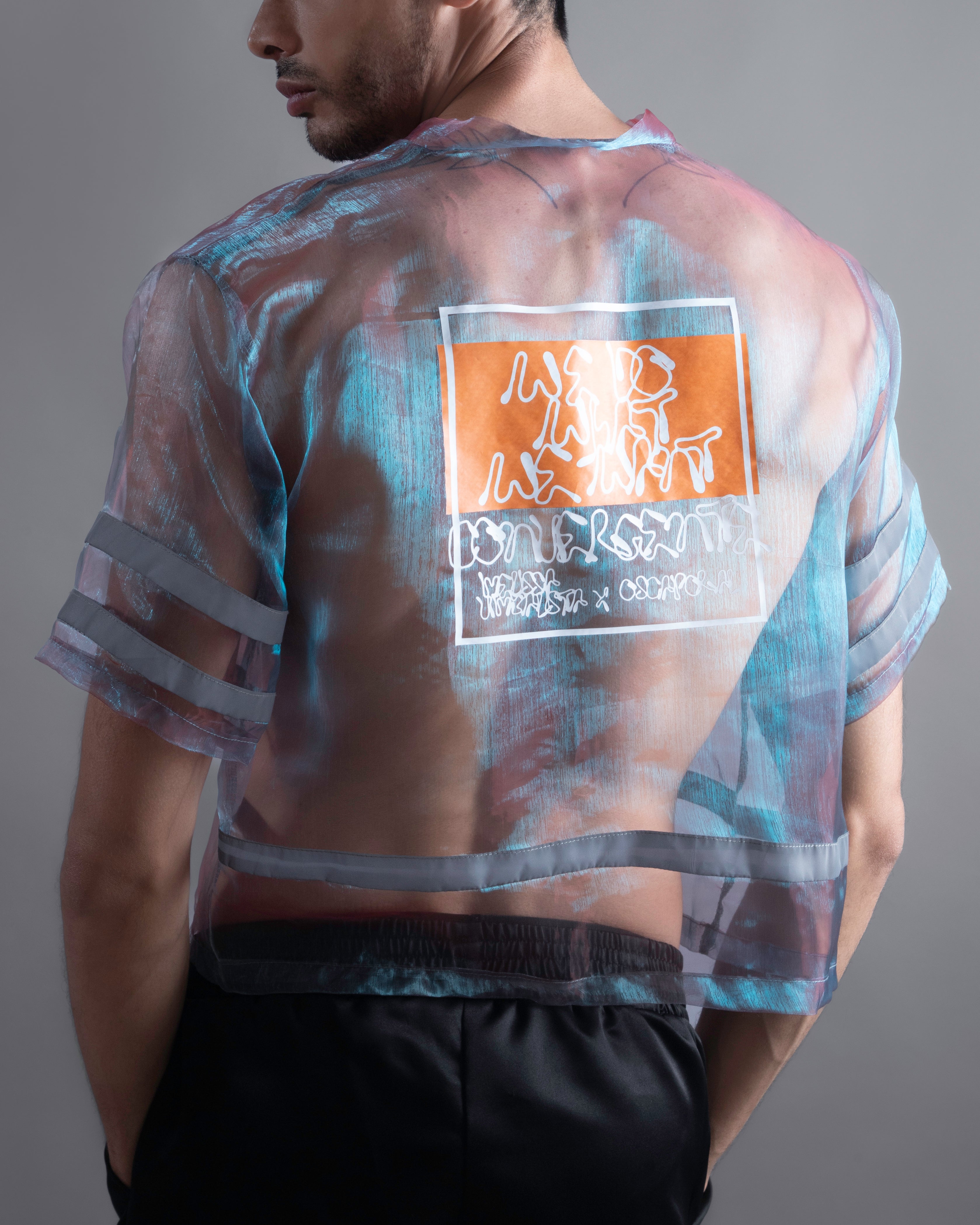 Iridescent Sheer Cropped Jersey