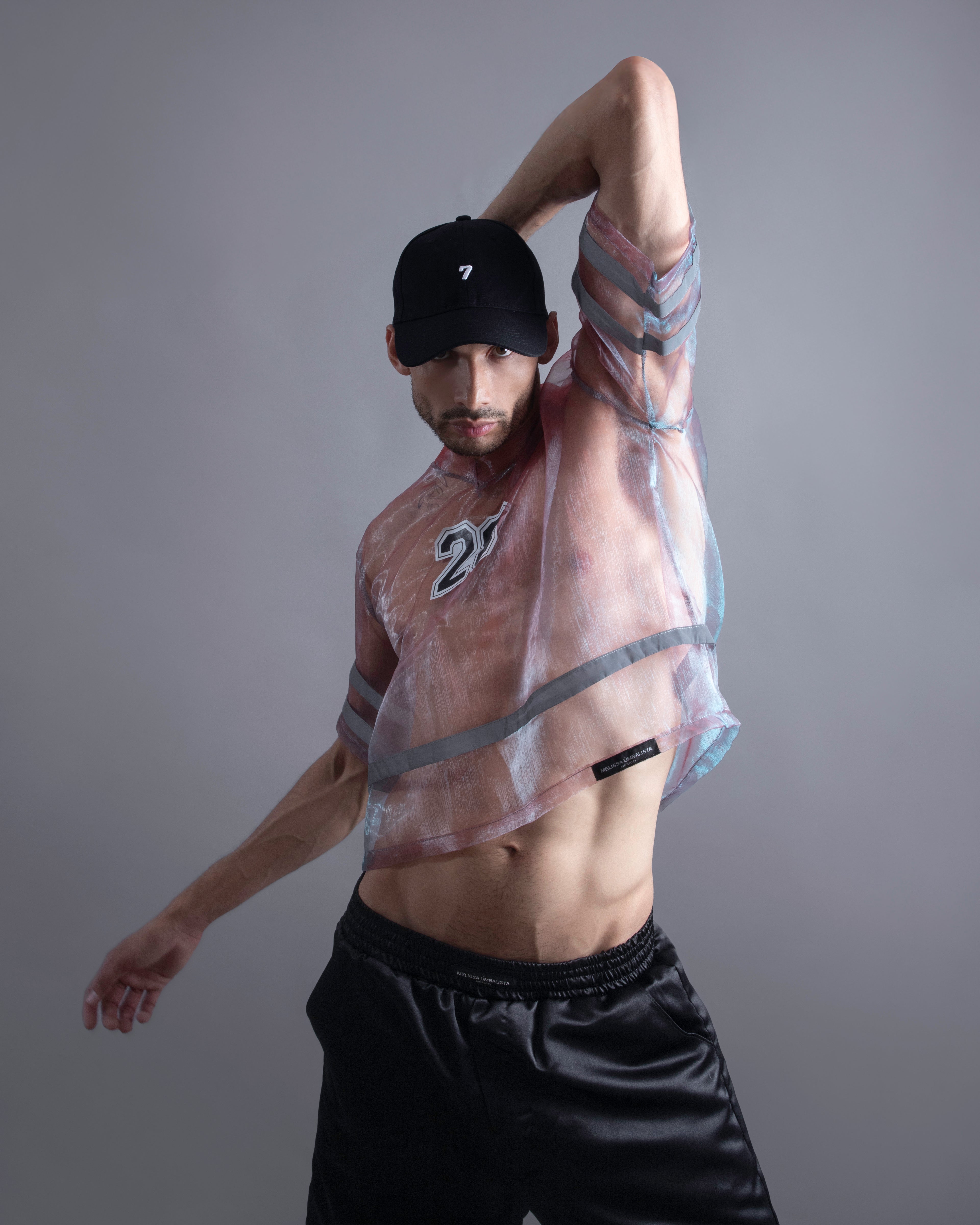 Iridescent Sheer Cropped Jersey