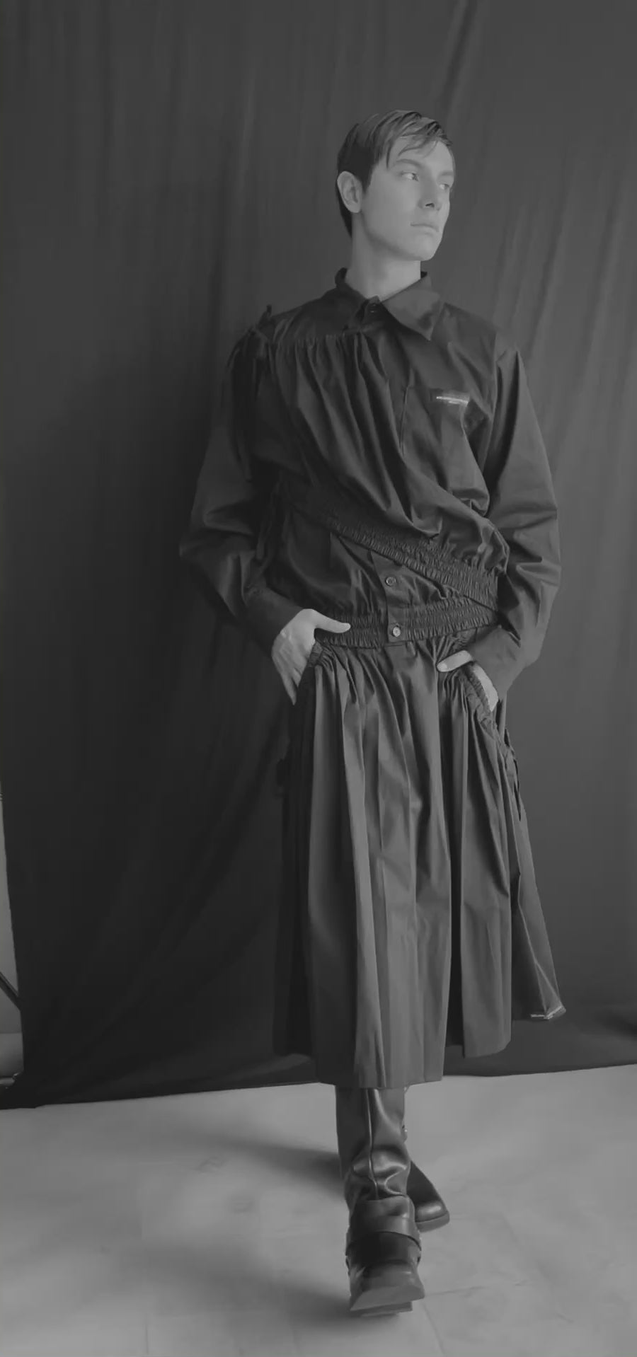 HYBRD-15 Structured Pleated Skirt